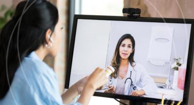 Lady accessing telehealth